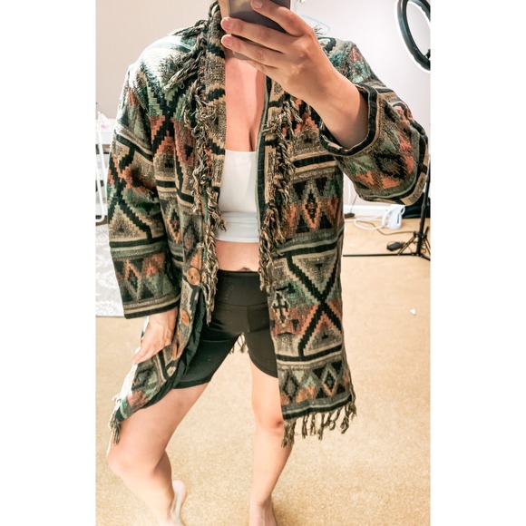 Vintage Aztec Southwestern Jacket Cotton Medium - Picture 5 of 7